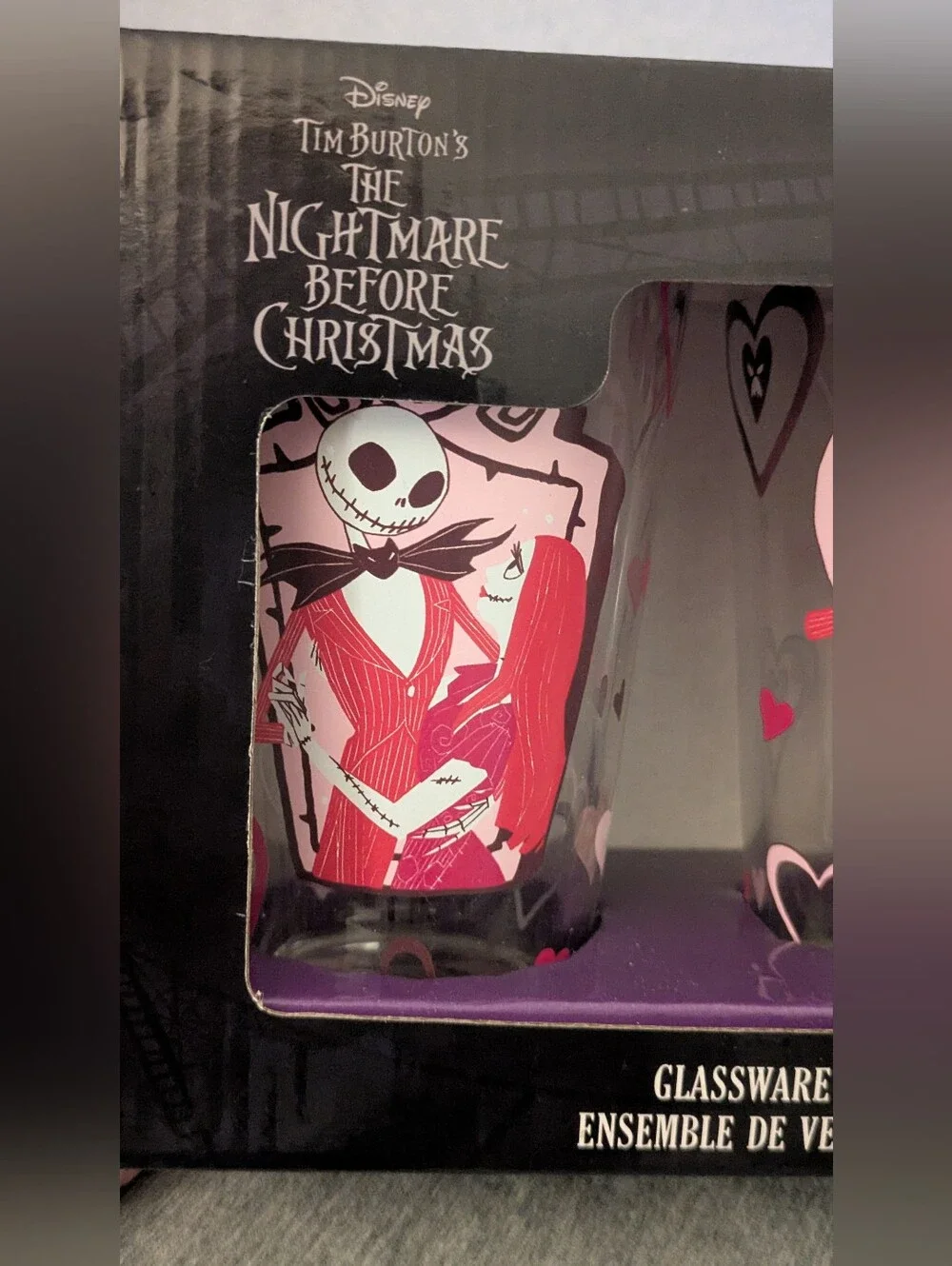 Disney The Nightmare Before Christmas Jack Skellington Red Pink Glassware Set